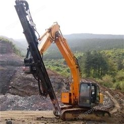 山西忻州矿山开采挖机带钻孔机 气动挖改钻机 使用视频图欧力特