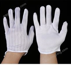 双面防静电防滑加厚无尘白色点胶手套劳保胶粒双面条纹防手套