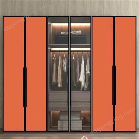 铝唯全铝玻璃门衣柜 现代简易推拉式衣柜整体组装 实用阳台大容量衣柜