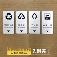 垃圾分类标识牌厨余垃圾分类标示牌干湿生活垃圾分类提示牌有害垃圾桶标识牌定制