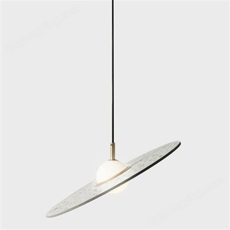 图比乐北欧简约艺术水磨石吊灯飞碟圆盘形餐厅卧室床头丹麦设计师吊灯