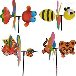 创意七彩卡通塑料立体大风车玩具批发儿童户外具装饰小风车地摊玩双伟